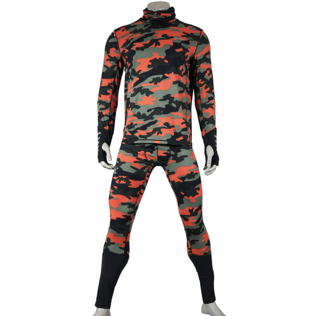 Mens Camouflage Print Baselayer High Collar Jerseyセット